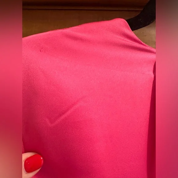 NWT RAMY BROOK Reeta Ruched Long Sleeve Satin Mini Dress Barbie Pink MEDIUM - Picture 6 of 9